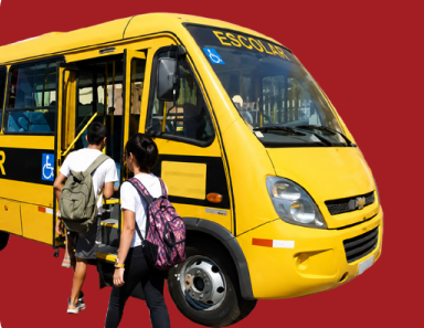 A school bus picking up children
